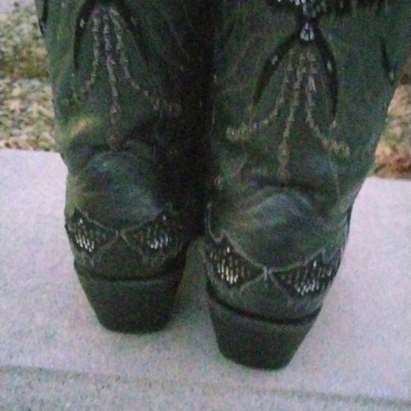 Corral Eagle Rhinestone and Stud Cut-Out leather Black/ Silver Cowgirl size 9.5 - Picture 9 of 14